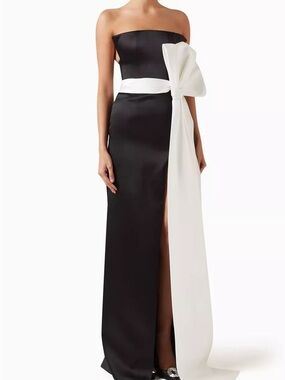 ÖZGÜR MASUR Asymmetrical Bow Maxi Dress in Satin OZGUR MASUR Size FR 36 / US 4